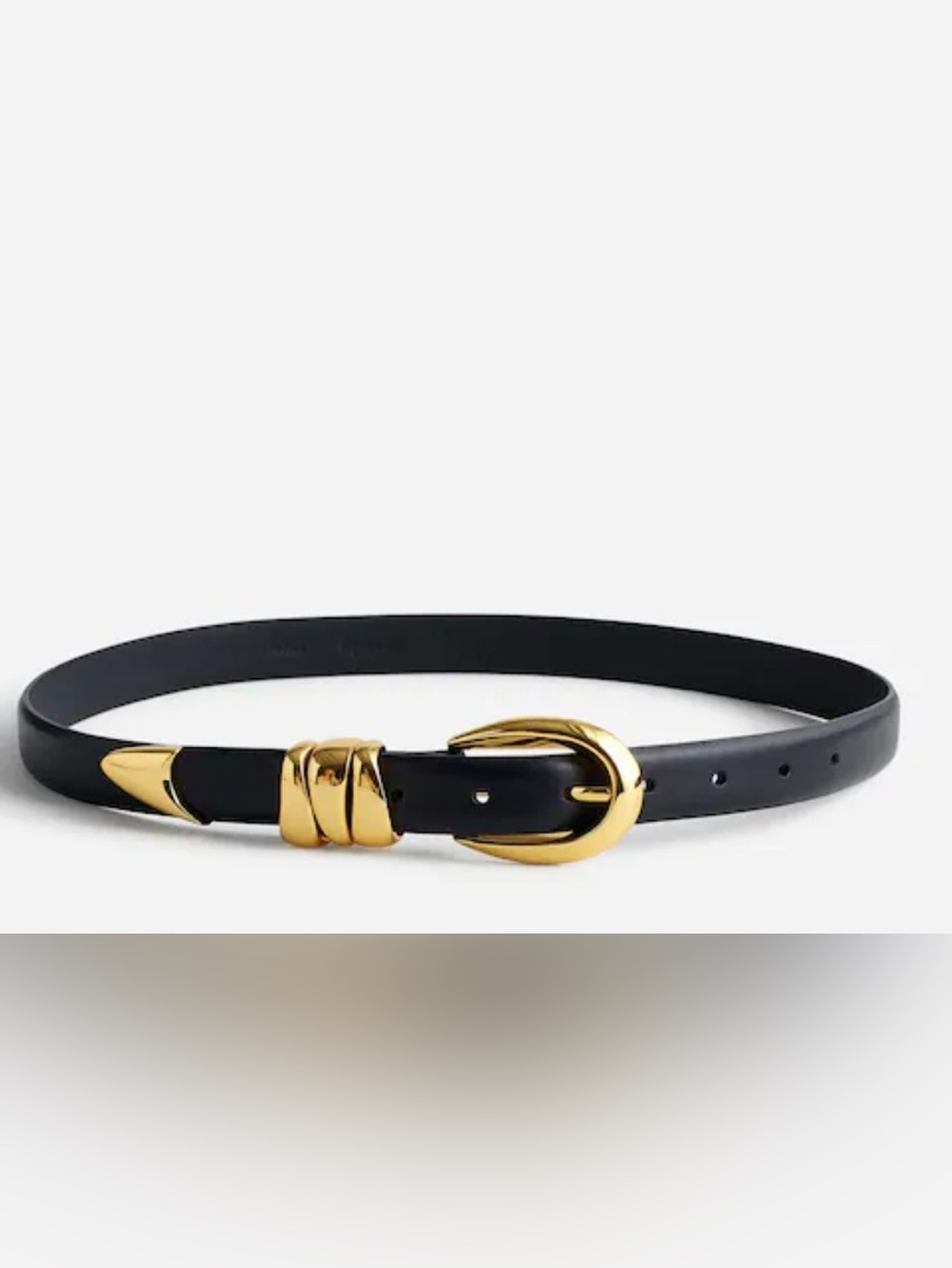 Madewell Black Leather Belt with Gold Buckle and Triple Keepers